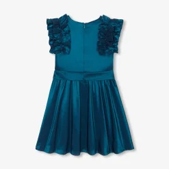 Robe enfant fille en taffetas - bleu turquoise