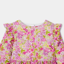 Robe enfant fille en tissu Liberty - blanc/multicolore