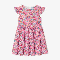 Robe enfant fille en tissu Liberty - orange/multicolore
