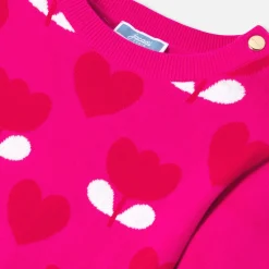 Robe enfant fille en tricot - rose/rouge