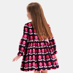 Robe enfant fille en velours - bleu/multicolore