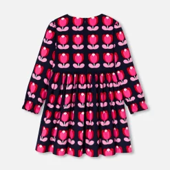 Robe enfant fille en velours - bleu/multicolore