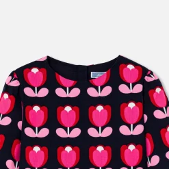 Robe enfant fille en velours - bleu/multicolore