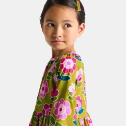 Robe enfant fille en velours milleraies - cumin/multicolore