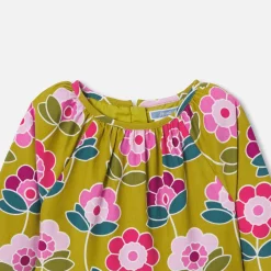 Robe enfant fille en velours milleraies - cumin/multicolore