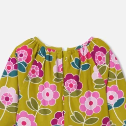 Robe enfant fille en velours milleraies - cumin/multicolore