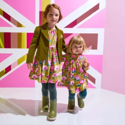 Robe enfant fille en velours milleraies - cumin/multicolore