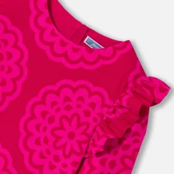 Robe enfant fille imprimé rosace - rose/multicolore