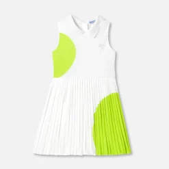 Robe esprit tennis enfant fille - blanc/vert