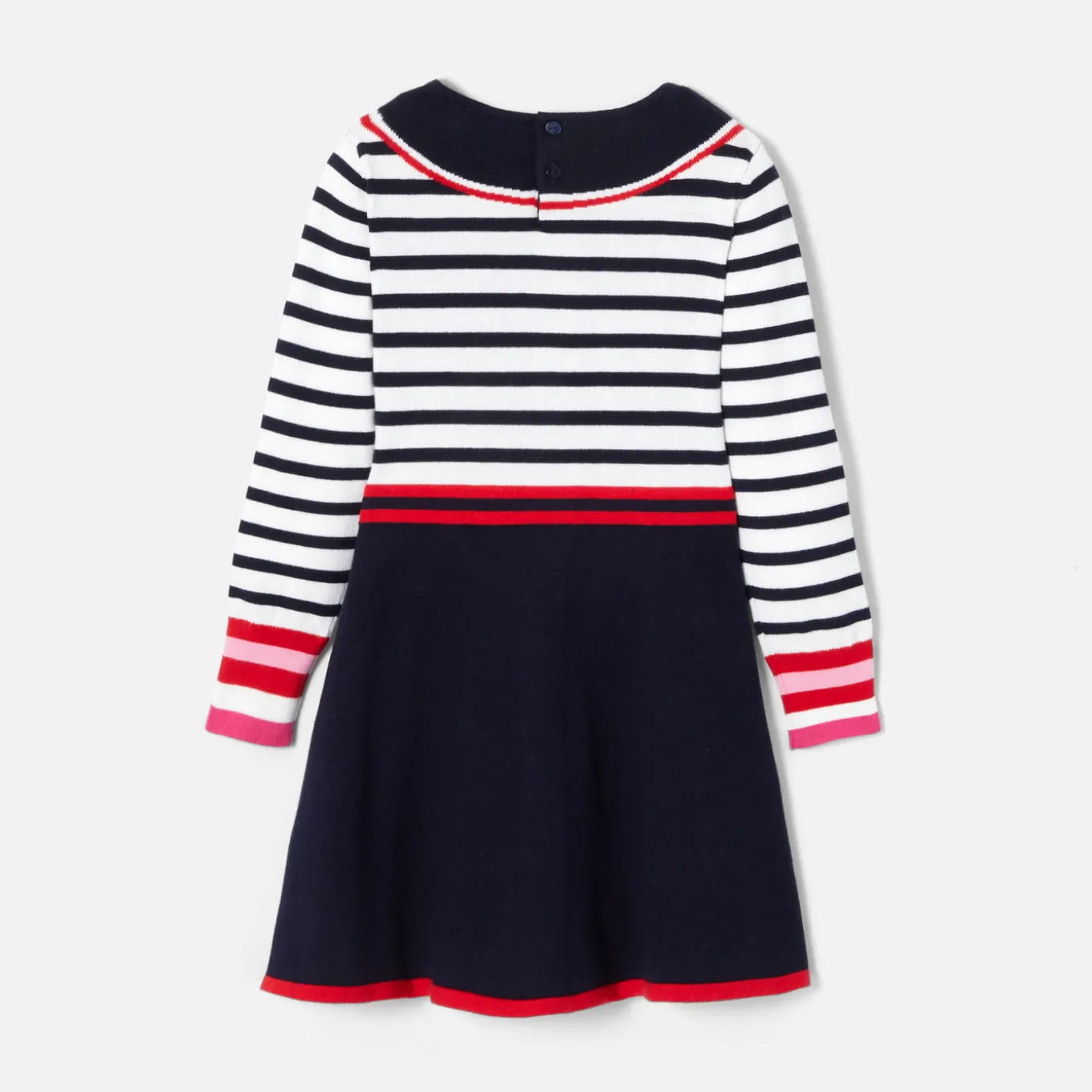 Robe manches longues enfant fille - blanc/marine
