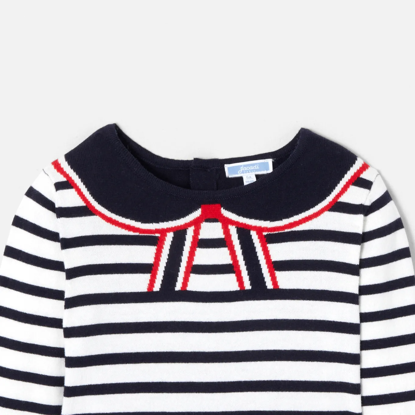 Robe manches longues enfant fille - blanc/marine