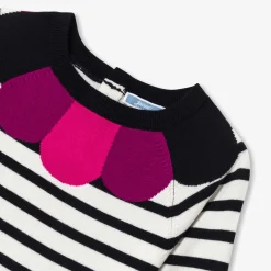 Robe manches longues enfant fille - blanc/marine