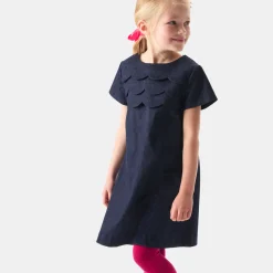 Robe trapèze en jean enfant fille - denim fonce