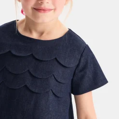 Robe trapèze en jean enfant fille - denim fonce