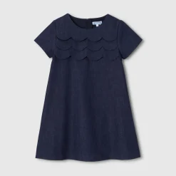 Robe trapèze en jean enfant fille - denim fonce