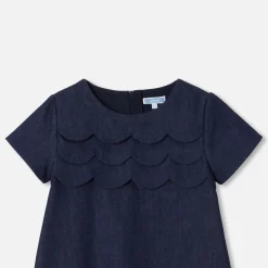 Robe trapèze en jean enfant fille - denim fonce