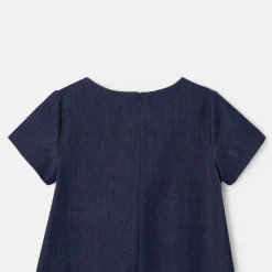 Robe trapèze en jean enfant fille - denim fonce
