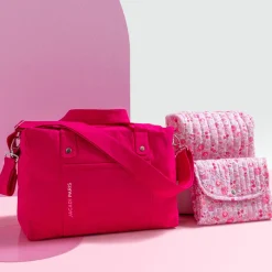 Sac à langer en coton canvas - rose fuschia