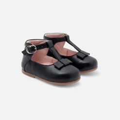 Salomés bébé fille en cuir lisse - marine jacadi