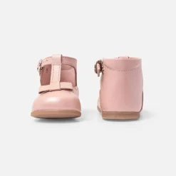 Salomés bébé fille en cuir lisse - rose