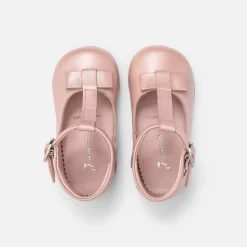 Salomés bébé fille en cuir lisse - rose