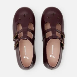 Salomés enfant fille en cuir verni - bordeaux