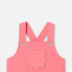 Salopette bébé fille en velours - corail
