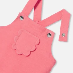 Salopette bébé fille en velours - corail