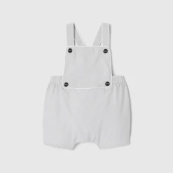 Salopette courte bébé garçon en fil à fil - blanc/gris