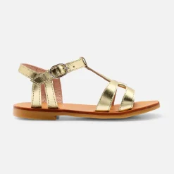 Sandales enfant fille en cuir - or