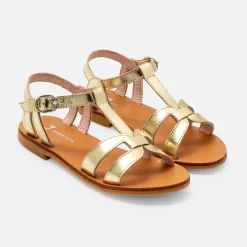 Sandales enfant fille en cuir - or