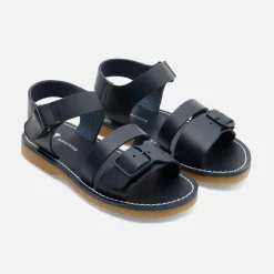 Sandales enfant garçon en cuir lisse - marine jacadi