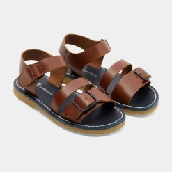 Sandales enfant garçon en cuir lisse - naturel