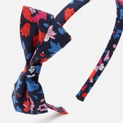 Serre-tête enfant fille en tissu Liberty - marine/multicolore