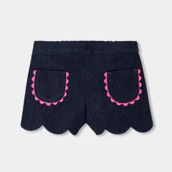 Short bébé fille en jean - denim fonce