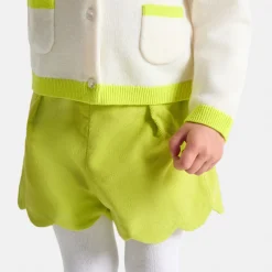 Short bébé fille en velours - lime