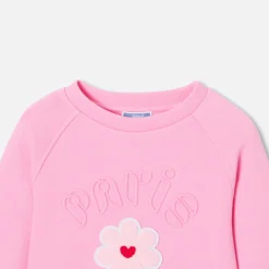 Sweat enfant fille en maille piquée - rose tendre