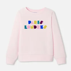 Sweat enfant fille en molleton - rose poudre jacadi