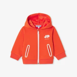 Sweat zippé bébé en molleton - mandarine
