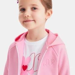 Sweat zippé enfant fille - rose tendre