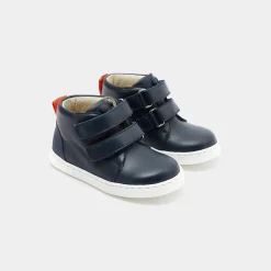 Tennis montantes bébé garçon en cuir lisse - marine jacadi