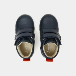 Tennis montantes bébé garçon en cuir lisse - marine jacadi