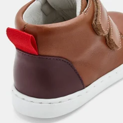Tennis montantes bébé garçon en cuir lisse - naturel