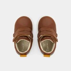 Tennis montantes bébé garçon en cuir lisse - naturel
