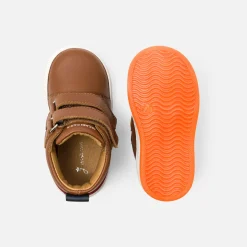 Tennis montantes bébé garçon en cuir lisse - marron