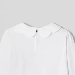 T-shirt enfant fille à col festonné - blanc jacadi