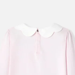 T-shirt enfant fille à col festonné - rose poudre jacadi