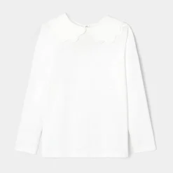 T-shirt enfant fille à double col - blanc jacadi