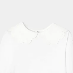 T-shirt enfant fille à double col - blanc jacadi