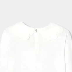 T-shirt enfant fille à double col - blanc jacadi